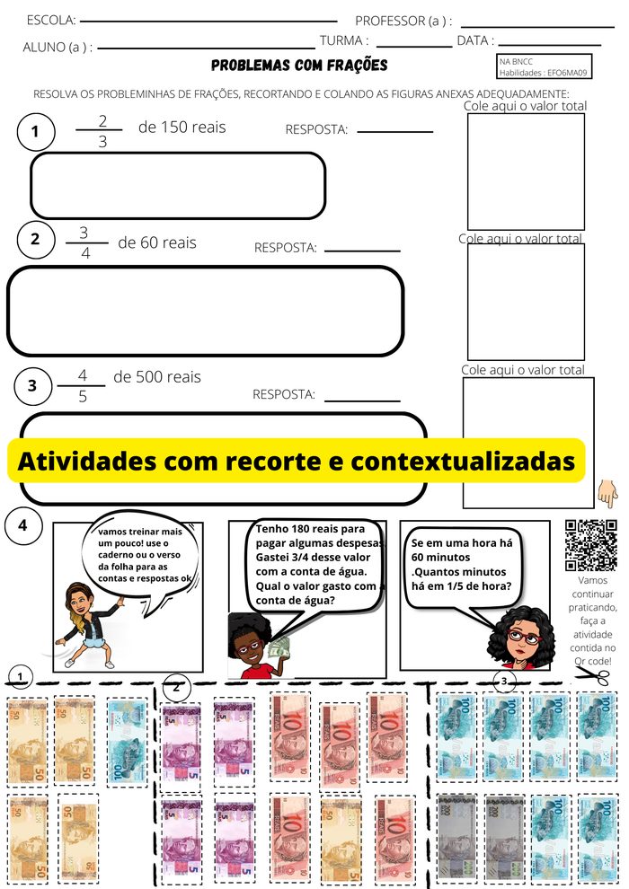 Atividades com recorte e QR code